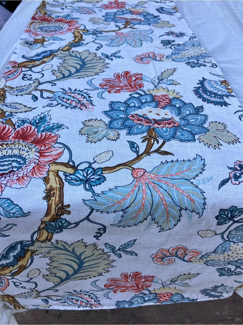 Floral earthy table runner handmade 84”